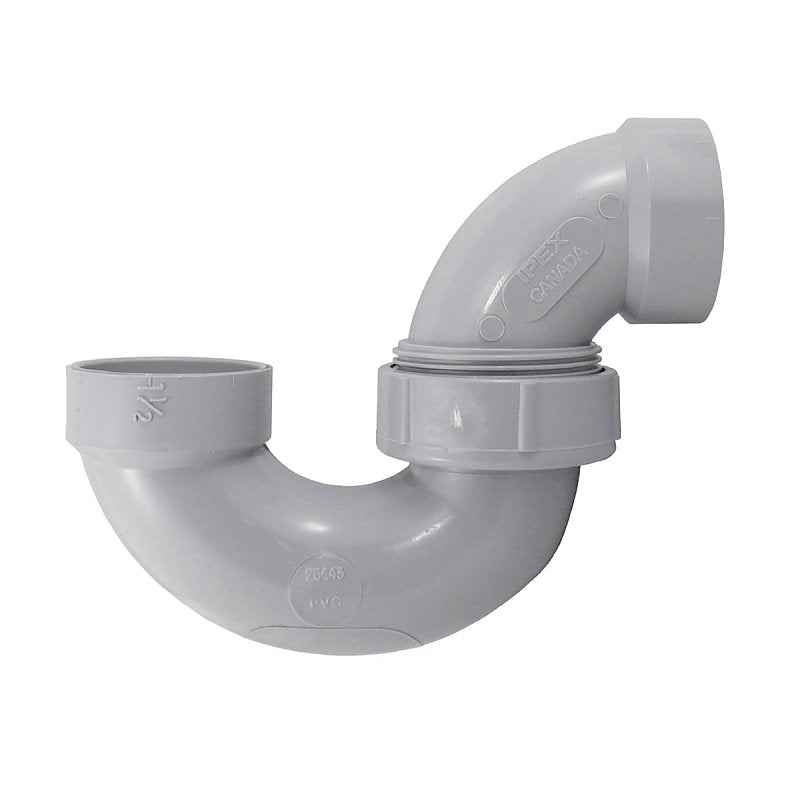 Homerite System 15 Series 326556 DWV P-Trap with Union, 1-1/2 in, Hub x Hub, PVC, Gray, SCH 40 Schedule