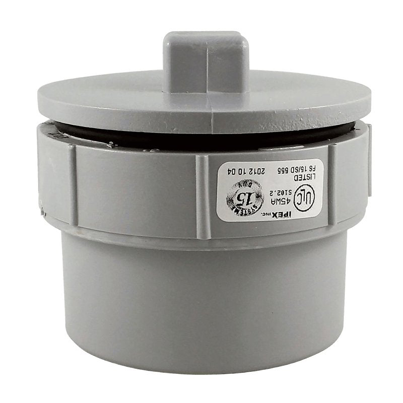 Homerite System 15 Series 326564 DWV Line Cleanout, 2 in, Spigot x Gasket, PVC, Gray, SCH 40 Schedule