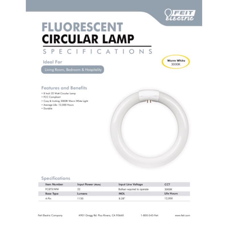 Feit Legacy Bulbs 22 W T9 8.3 in. D X 8.3 in. L Circline Fluorescent Bulb Warm White Linear 3000 K 1
