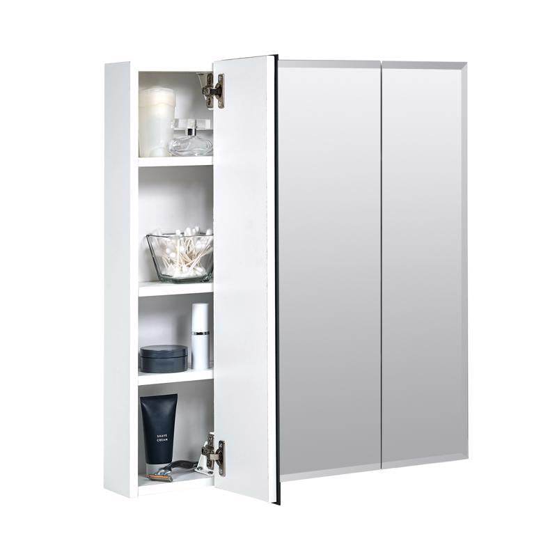Zenith M24 Medicine Cabinet, 24 in OAW, 4-1/2 in OAD, 26-1/4 in OAH, Wood, White, 3-Shelf