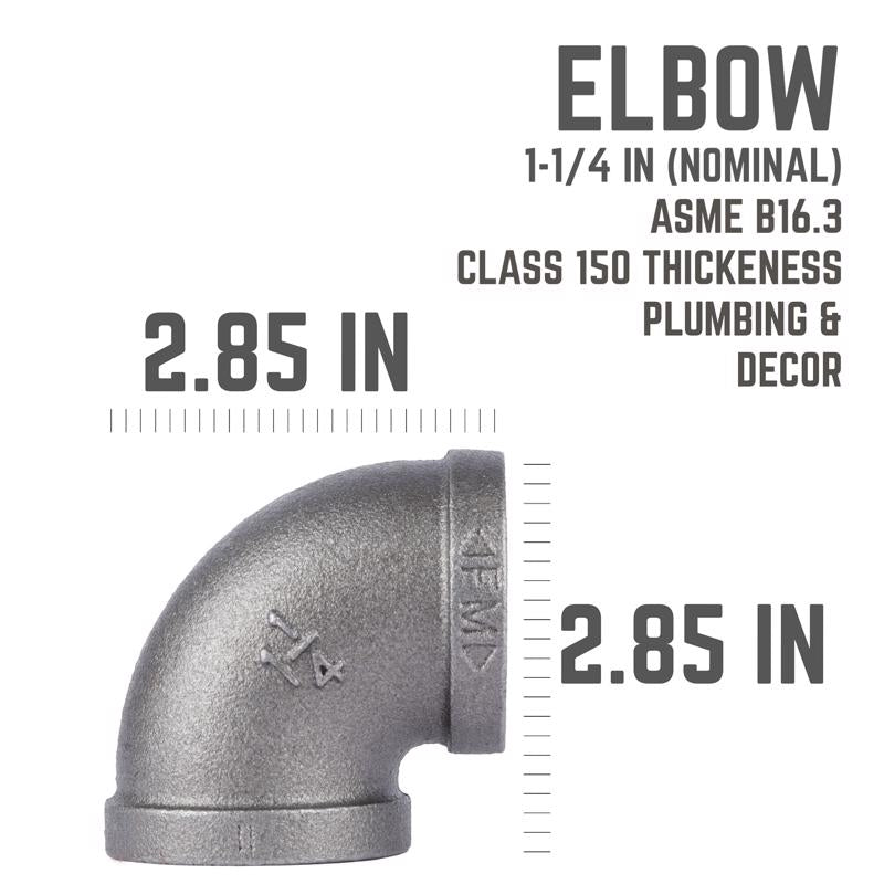 STZ Industries 1-1/4 in. FIP each X 1-1/4 in. D FIP Black Malleable Iron 90 Degree Elbow