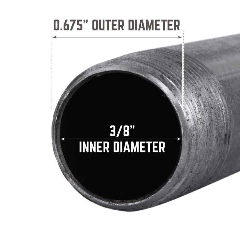 STZ Industries 3/8 in. MIP each X 3/8 in. D MIP Black Steel 2 in. L Nipple, Pack of 5