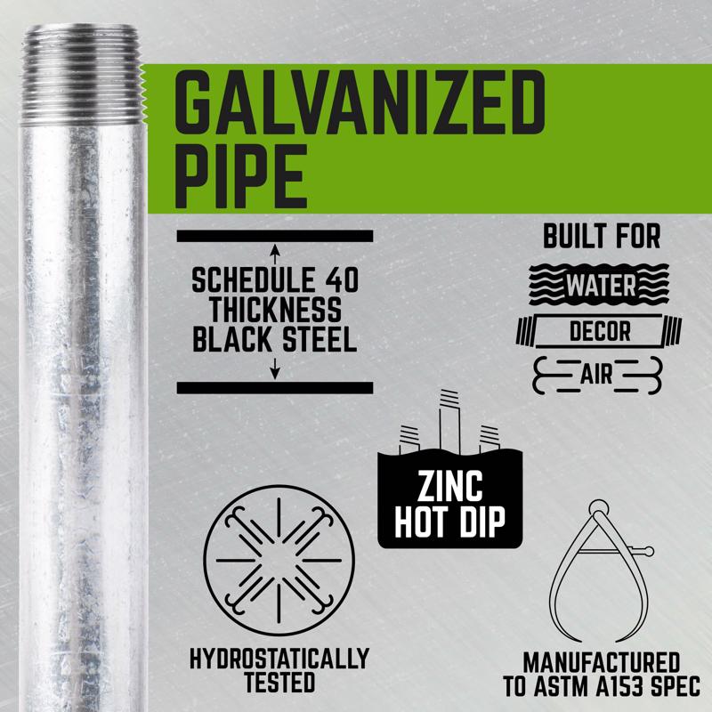 STZ Industries 2 in. MIP each X 2 in. D MIP Galvanized Steel 7 in. L Nipple
