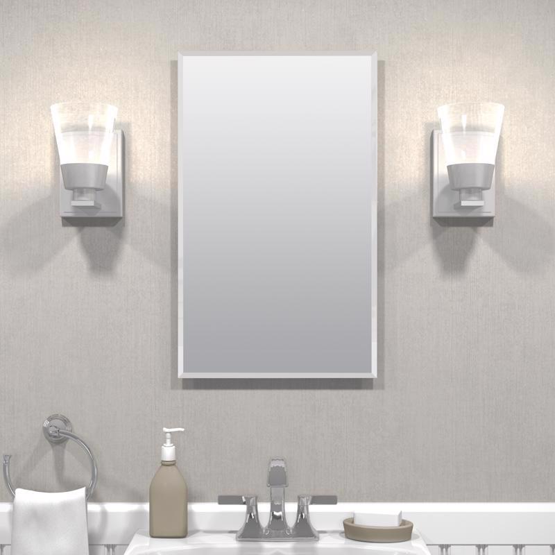 Zenith EM115 Medicine Cabinet, 16 in OAW, 4-1/2 in OAD, 26 in OAH, Plastic, 2-Shelf
