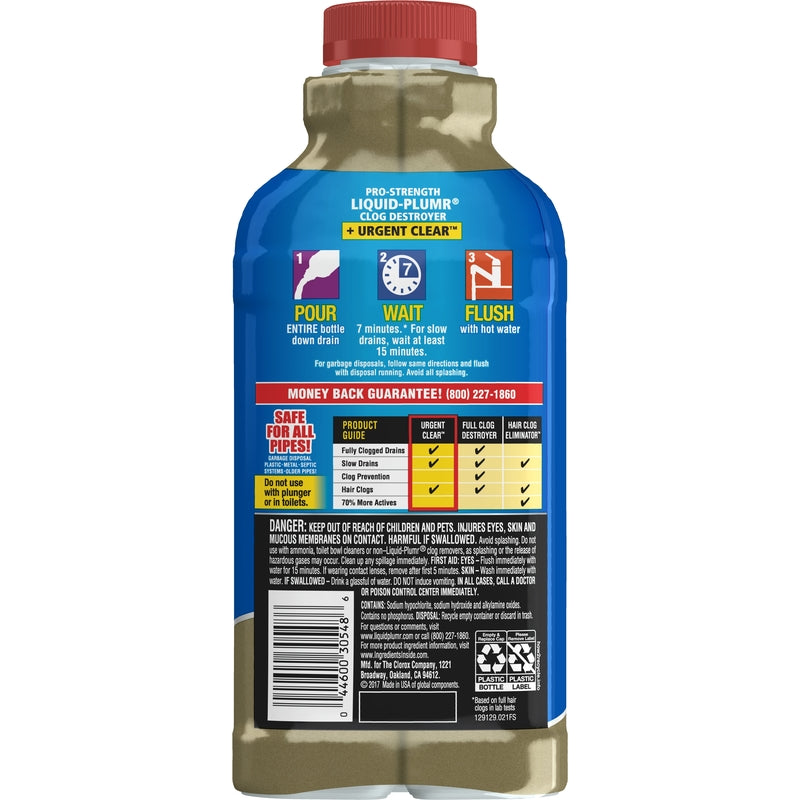 Liquid-Plumr Urgent Clear Liquid Clog Remover 1.06 oz, Pack of 6