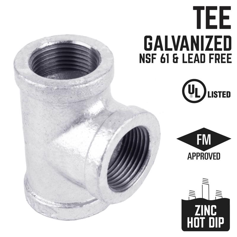STZ Industries 2 in. FIP each X 2 in. D FIP 2 in. D FIP Galvanized Malleable Iron Tee
