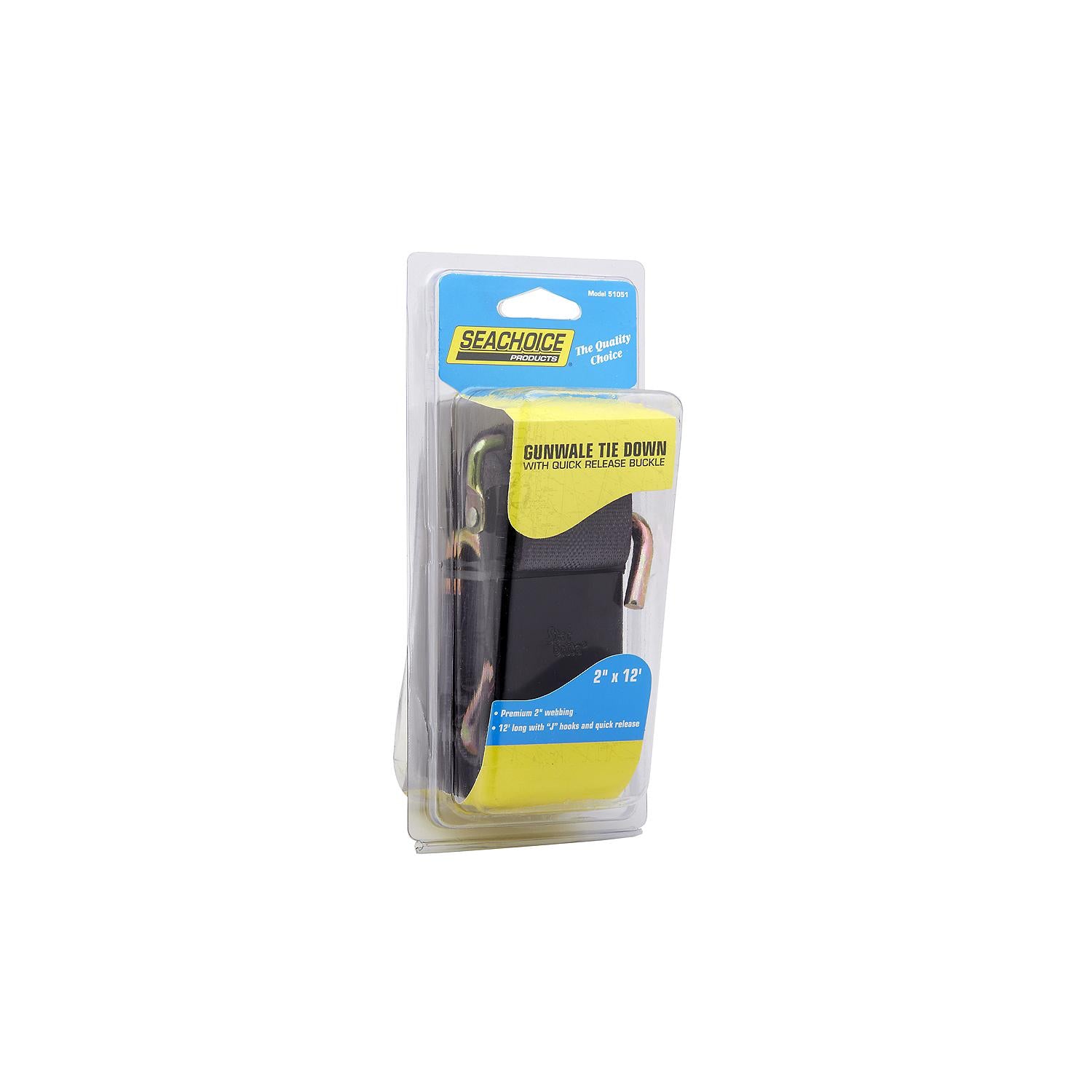 Seachoice Premium Gunwale Trailer Tie Down Strap 2" Wide - Black