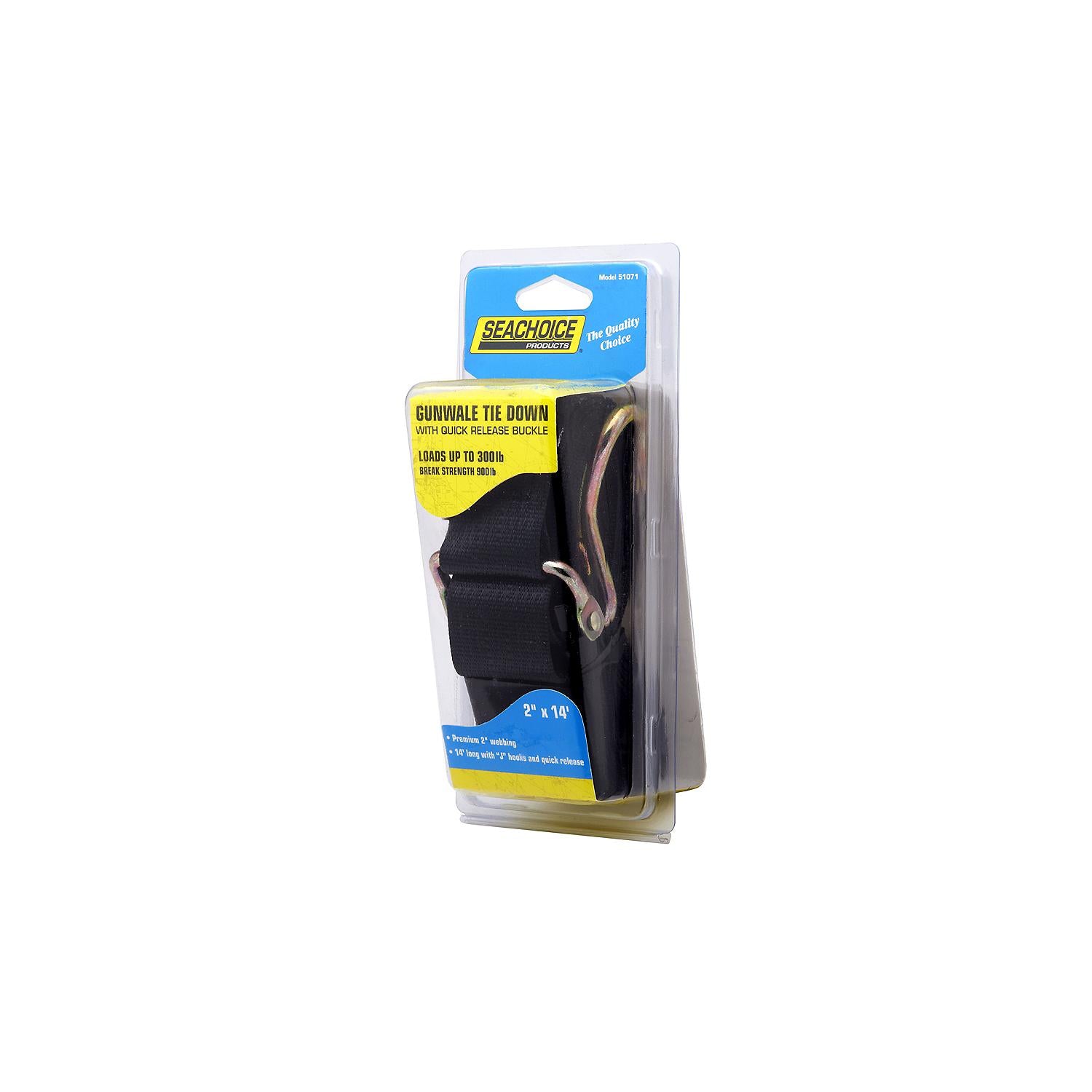 Seachoice Premium Gunwale Trailer Tie Down Strap 2" Wide - Black