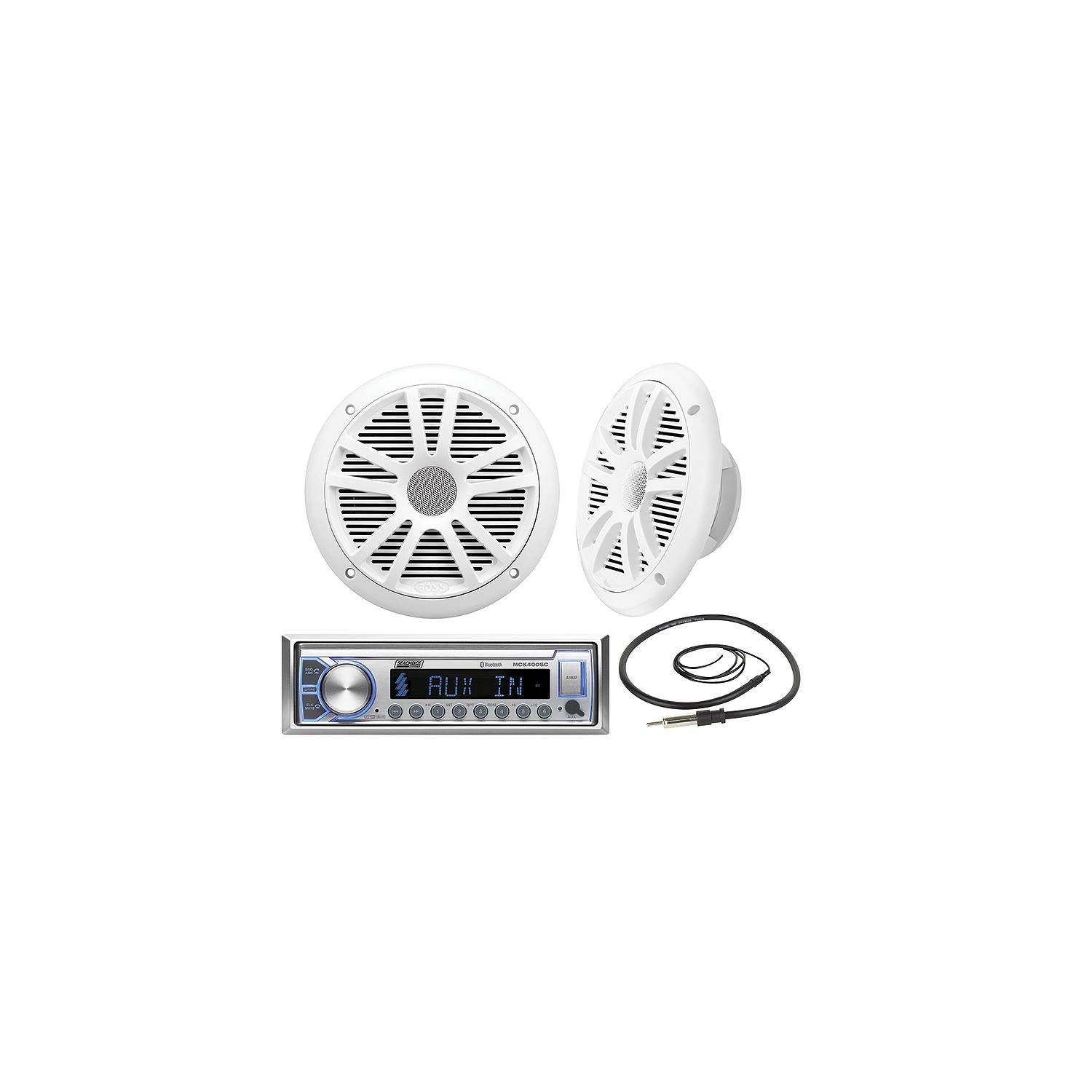 Seachoice 72101 Marine Bluetooth/MP3/AM/FM Marine Stereo Package w/Speakers & Antenna