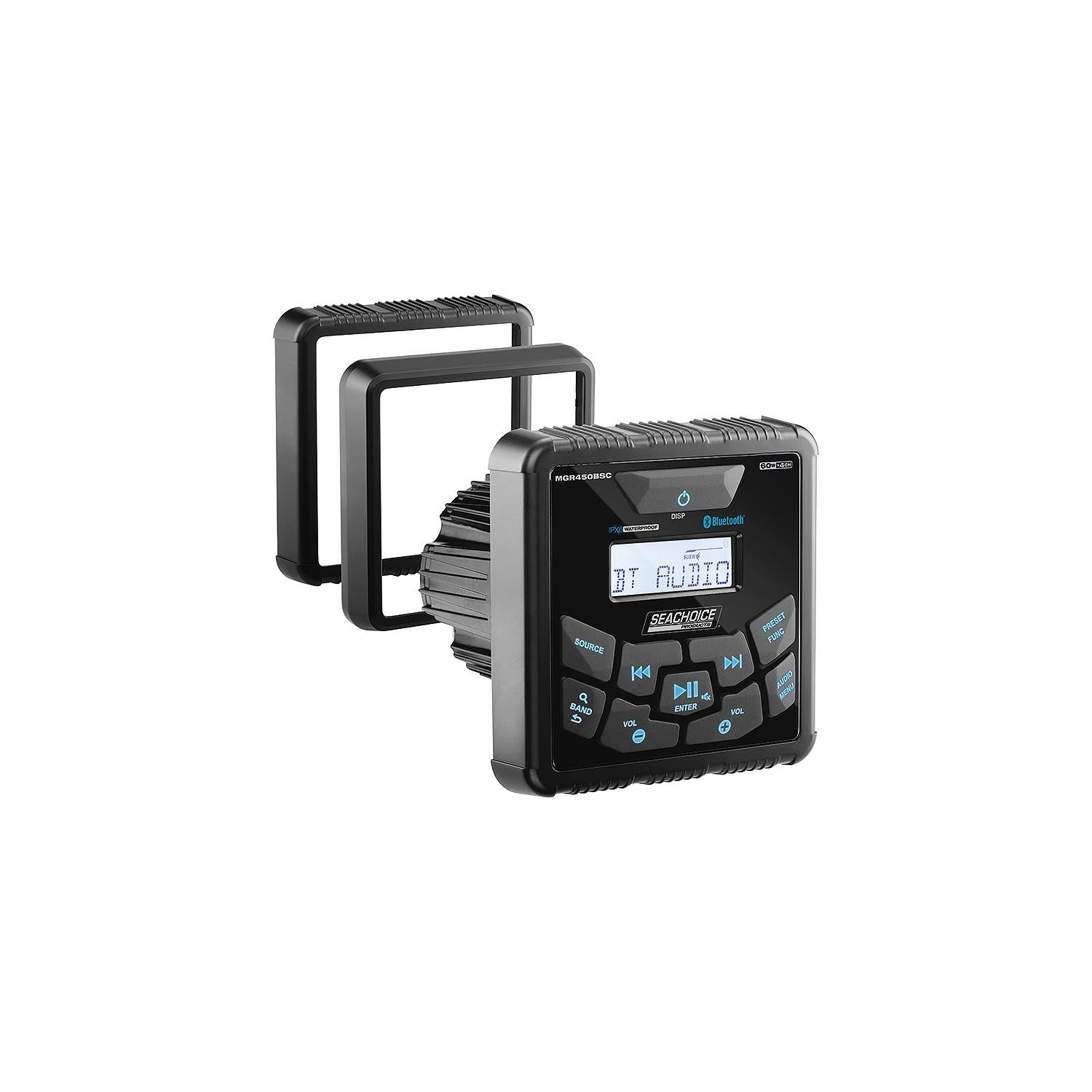 Seachoice 72106 Bluetooth In-Dash Marine Gauge Stereo, Square Face