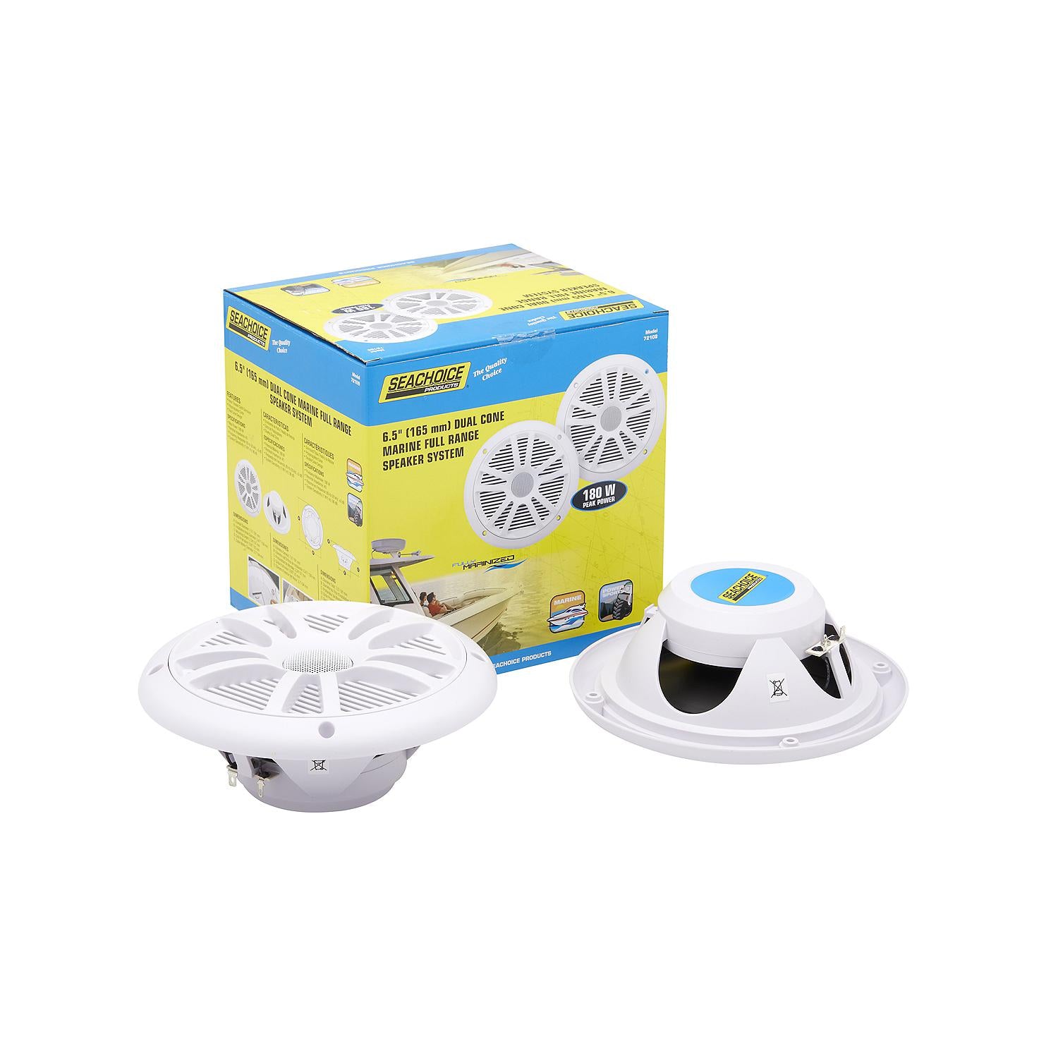 Seachoice 72109 6-1/2" 2-Way Full Range Dual Cone Speakers