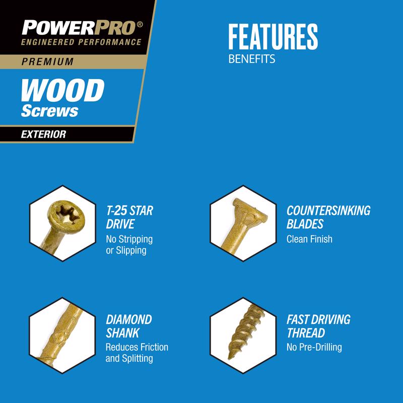 HILLMAN Power Pro No. 10 in. X 5 in. L Bronze Star Flat Head Premium Deck Screws 17 lb 750 pk