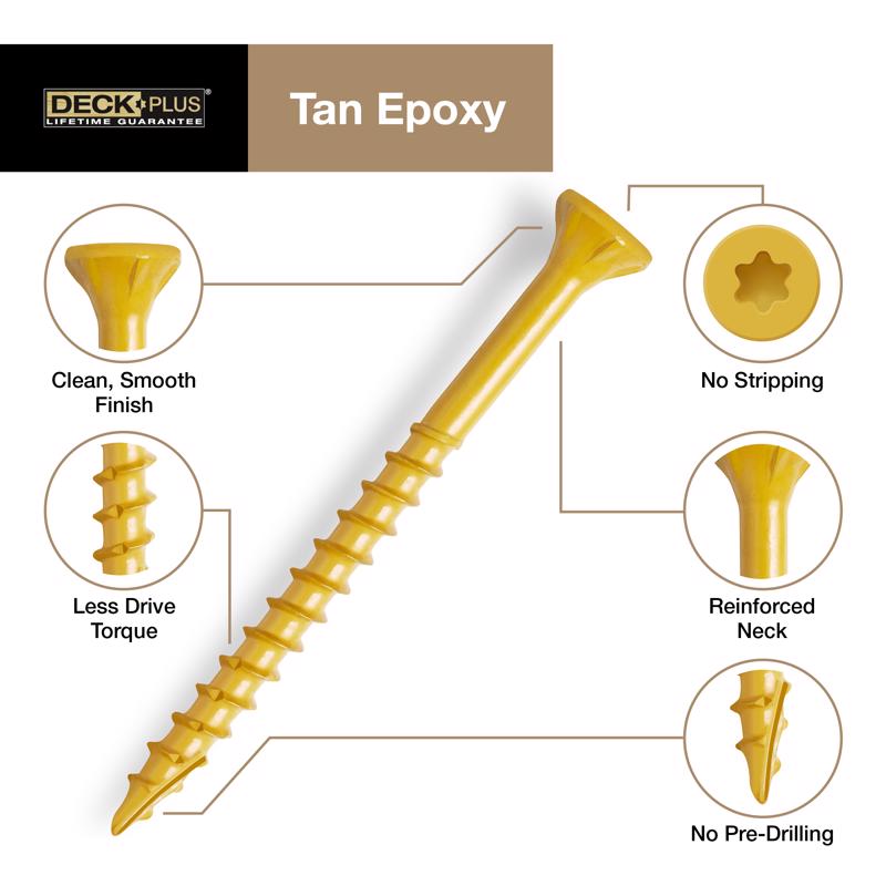 HILLMAN Deck Plus No. 10 Ga. X 3-1/2 in. L Tan Star Flat Head Exterior Deck Screws 25 lb 1400 pk