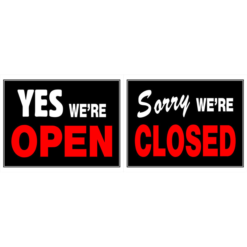 HILLMAN English Black Open/Close Sign 15 in. H X 19 in. W, Pack of 6