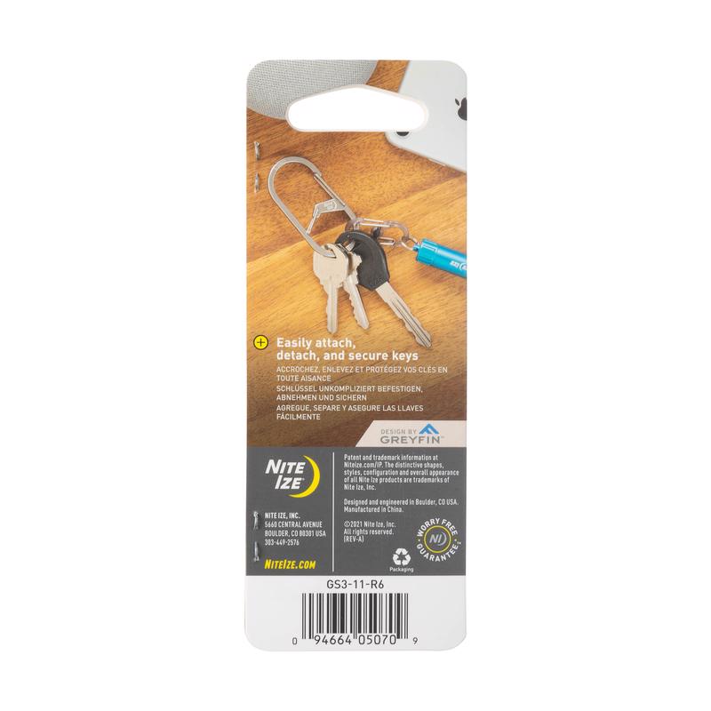 Nite Ize G-Series Stainless Steel Silver Dual Chamber Carabiner, Pack of 4