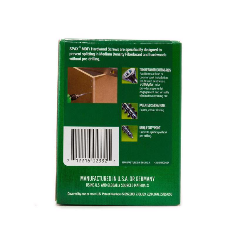 SPAX MDF No. 8 in. X 2-1/2 in. L T-20+ Trim Head Serrated Construction Screws