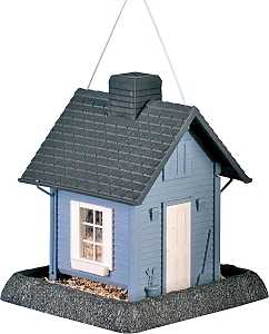 North States 9085 Wild Bird Feeder, Cozy Cottage, 5 lb, Plastic, Blue/Gray, 11-1/2 in H, Pole Mounting