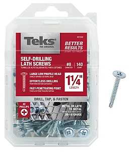 Teks 21532 Lath Screw, #8 Thread, 2.38 in L, Truss Head, Phillips Drive, Drill Point, Steel, Zinc