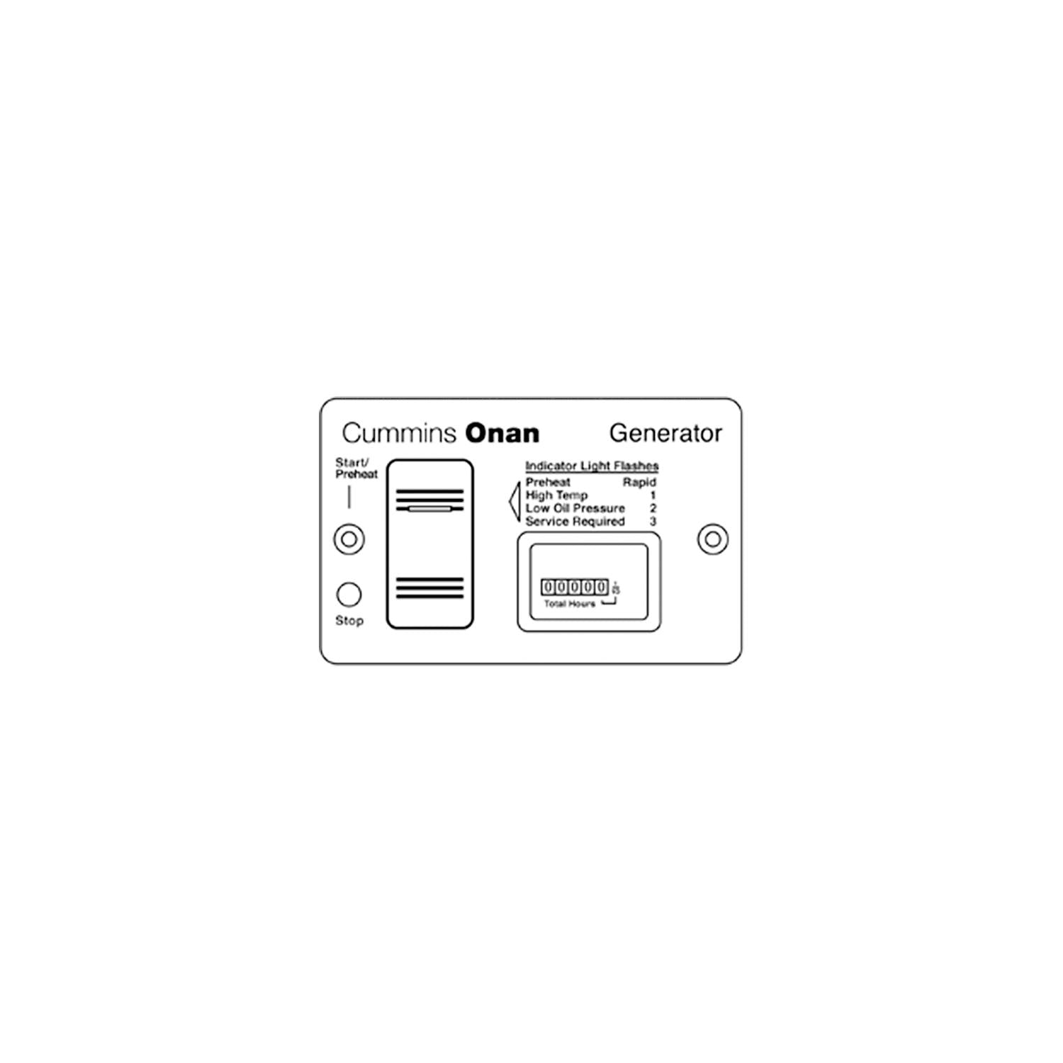 Onan Switch &amp; Analog Hourmeter Panel For Diesel Generators