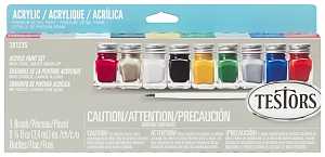 Testors 281235 Craft Paint Set, 0.25 oz, Includes: Red, Black, Gold, Silver, Gloss White and Gloss Yellow Acrylic Paints