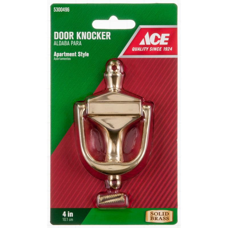 Ace 4 in. L Satin Brass/Black Brass Door Knocker