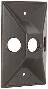 Hubbell 5189-2 Cover, Cluster, Lampholder, 4-19/32 in L, 2-27/32 in W, Rectangular, 1-Gang, Zinc, Bronze, 20/CT
