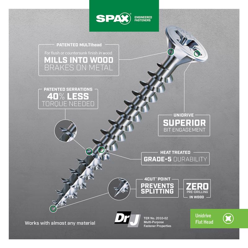 SPAX Multi-Material No. 6 Label X 3/4 in. L Unidrive Flat Head Serrated Construction Screws