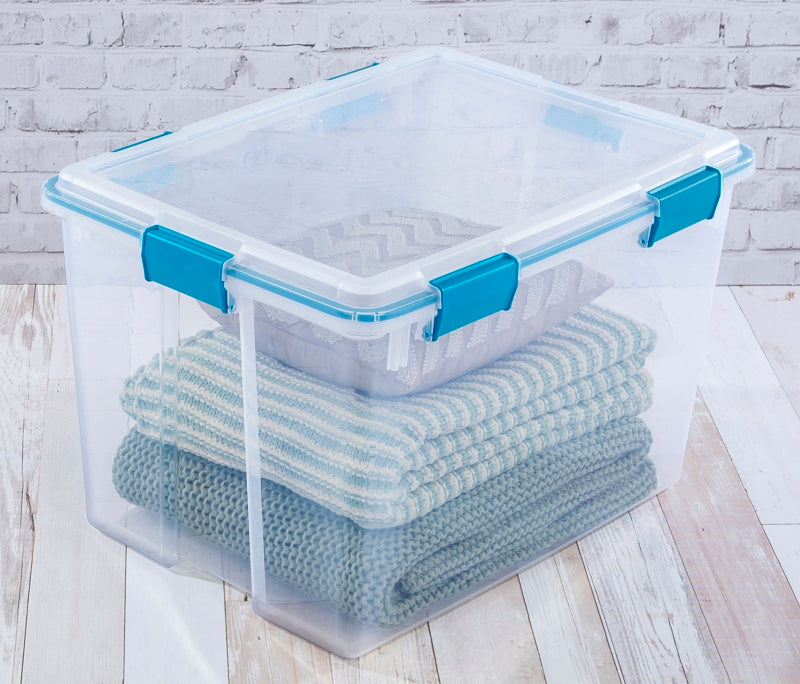 Sterilite 19384304 Gasket Box, 80 qt Capacity, Clear, 24 in L, 18 in W, 15-1/4 in H