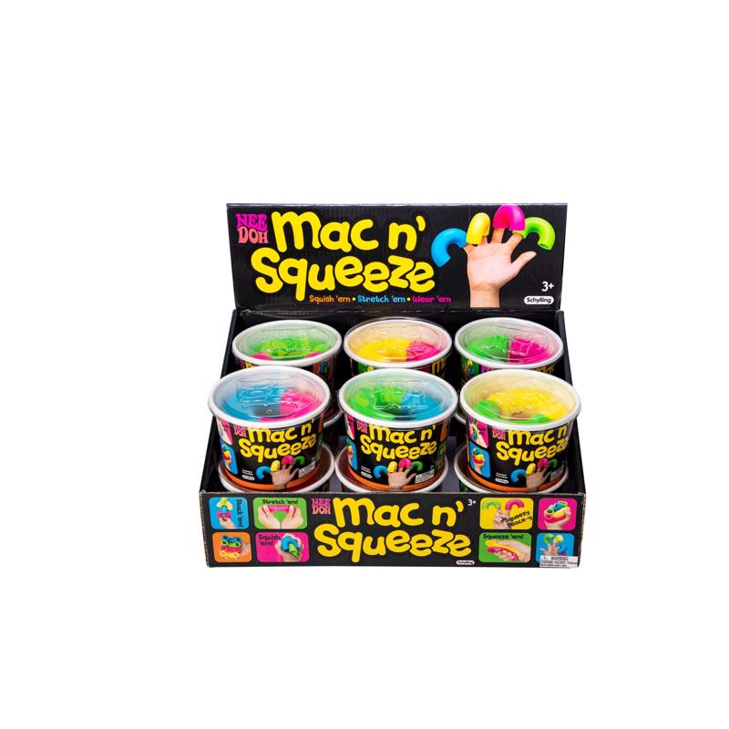 Schylling NeeDoh Mac N Squeeze Fidget Toy Assorted 4 pc, Pack of 12