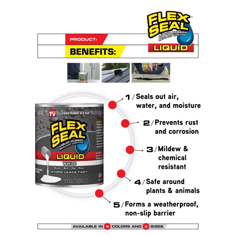 Flex Seal Family of Products Flex Seal Black Liquid Rubber Sealant Coating 16 fl. oz., Pack of 6