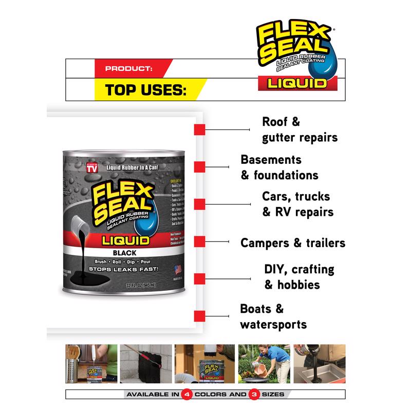 Flex Seal Family of Products Flex Seal Black Liquid Rubber Sealant Coating 16 fl. oz., Pack of 6