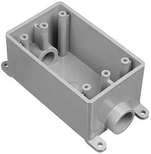 Carlon E981EFN-CTN Switch Box, 1-Gang, 2-Outlet, PVC, Gray