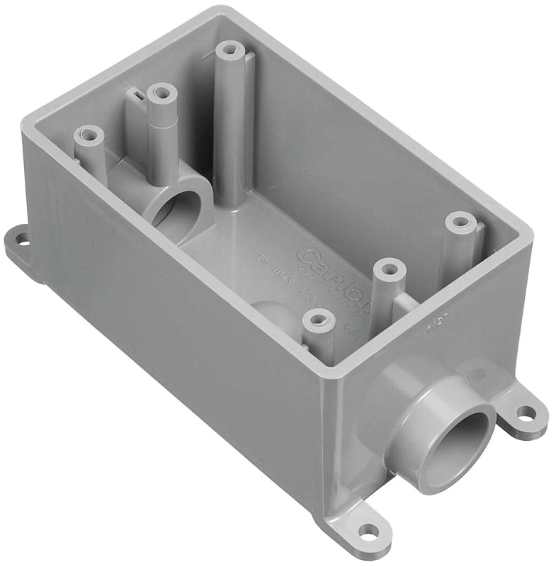 Carlon E981EFN-CTN Switch Box, 1-Gang, 2-Outlet, PVC, Gray