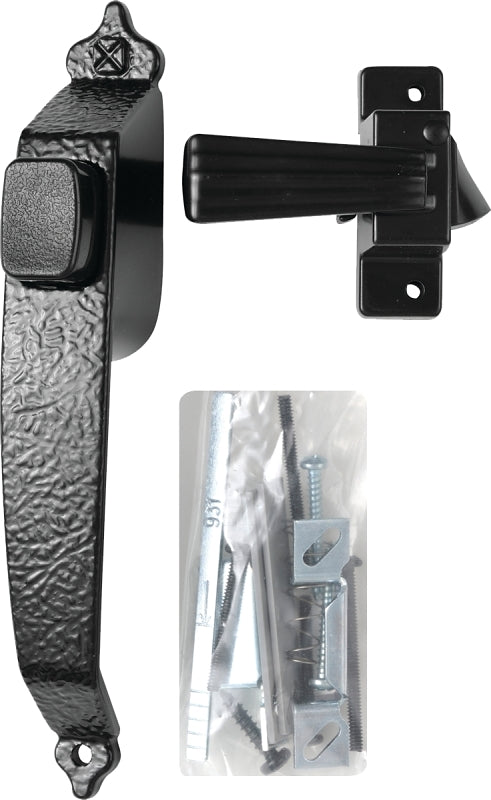 Wright Products VC333BL Pushbutton Latch, Black, 1-3/4 in Hole Spacing, 3/4 to 1-1/4 in Thick Door