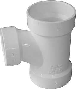 Canplas 192130L Sanitary Pipe Tee, 3 x 2 in, Hub, White