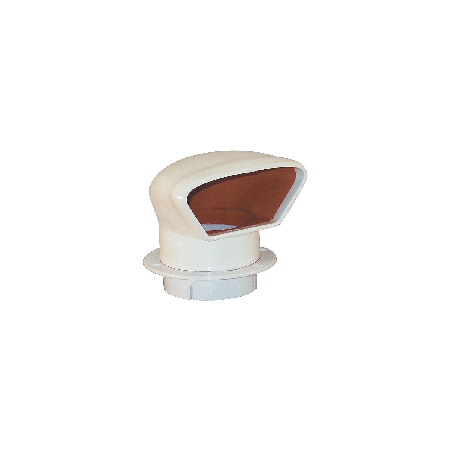 Marinco Snap-In Deluxe Low Profile PVC Cowl Vent, White With Bright Red Interior (Includes White Snap-In Deck Plate and Cover)