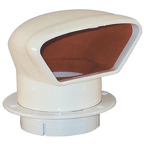 Marinco Snap-In Deluxe Low Profile PVC Cowl Vent, White With Bright Red Interior (Includes White Snap-In Deck Plate and Cover)