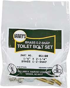 Harvey 51100 Bolt Set, 1/4 in Dia x 2-1/4 in L Dimensions, EZ-Snap, Brass