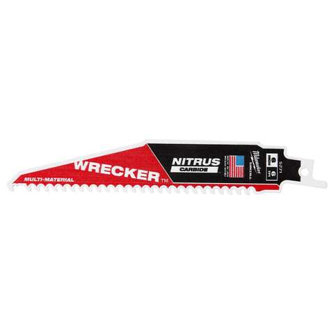 Milwaukee Wrecker 6 in. Nitrus Carbide Reciprocating Saw Blade 6 TPI 3 pk