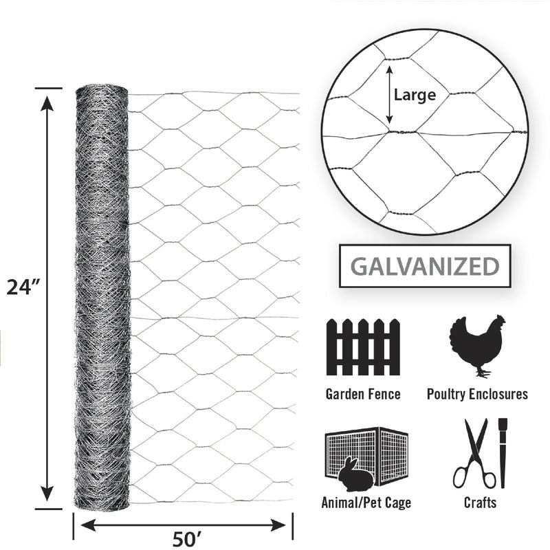 Garden Craft 24 in. H X 50 ft. L Galvanized Steel Fencing 2 in.