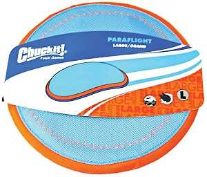 Chuckit! 221301 Dog Toy, Fetch, L, Paraflight Flyer, Nylon/Rubber, Blue/Orange
