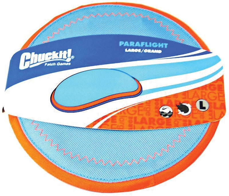 Chuckit! 221301 Dog Toy, Fetch, L, Paraflight Flyer, Nylon/Rubber, Blue/Orange