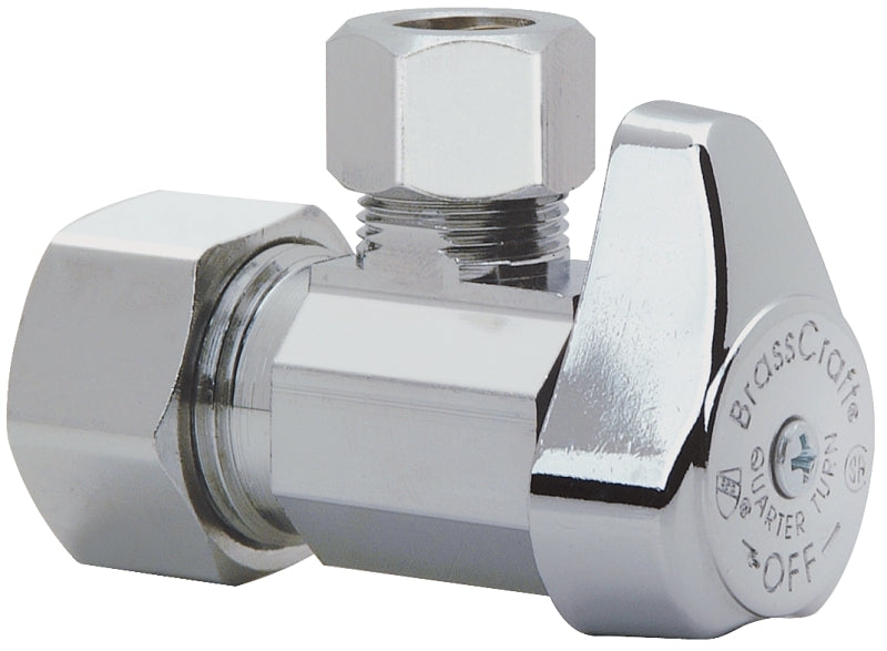 BrassCraft G2CR19X CD Stop Valve, 1/2 x 3/8 in Connection, Compression, 125 psi Pressure, Brass Body, 2.16 in L