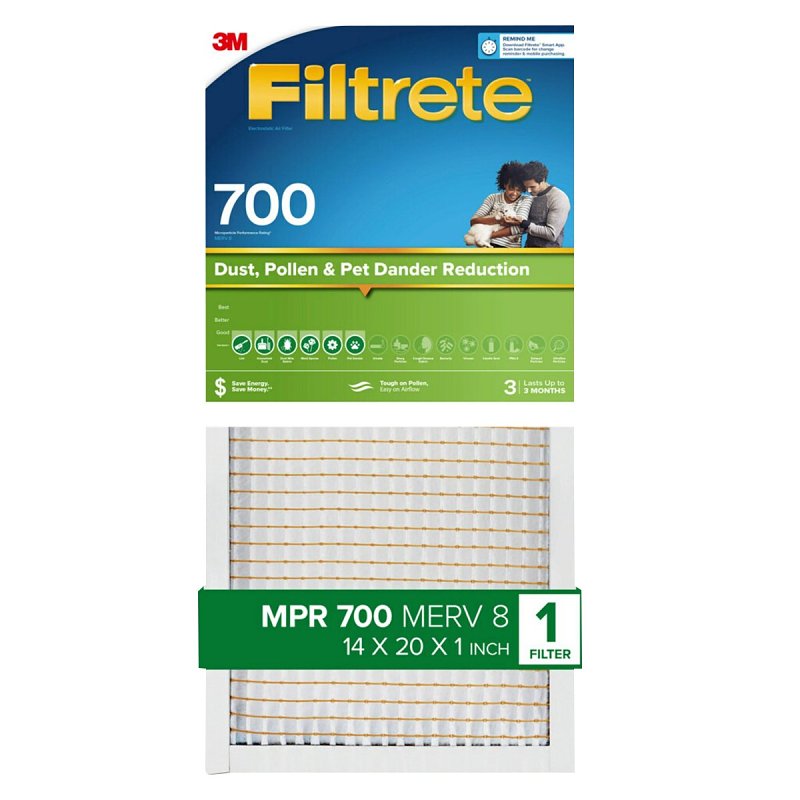 Filtrete 705-4 Air Filter, 20 in L, 14 in W, 8 MERV, 700 MPR, Fiberglass Frame, Pack of 4