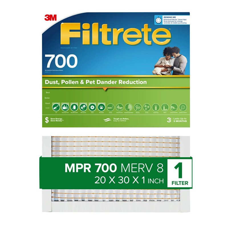 Filtrete 722-4 Air Filter, 30 in L, 20 in W, 8 MERV, 700 MPR, Pack of 4