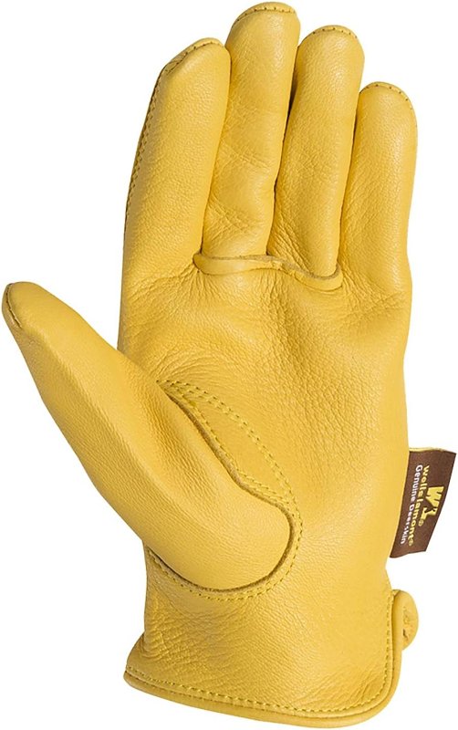 Wells Lamont 962-L Gloves, Men's, L, Keystone Thumb, Deerskin Leather, Gold/Yellow