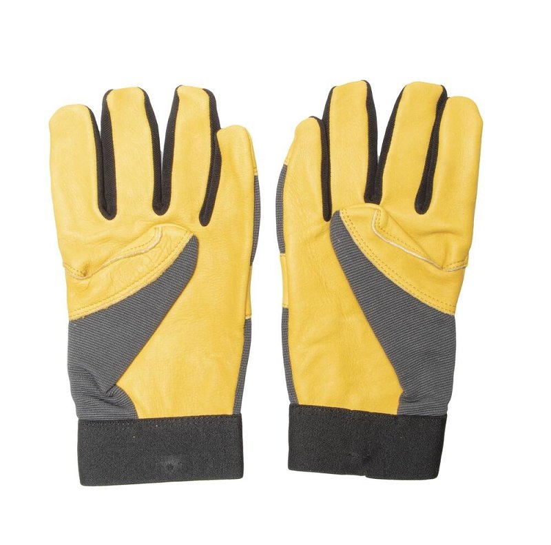 Wells Lamont 3203-XL Hybrid Work Gloves, Breathable, Men's, XL, Hook and Loop Cuff, Spandex Back, Gold/Gray/Yellow