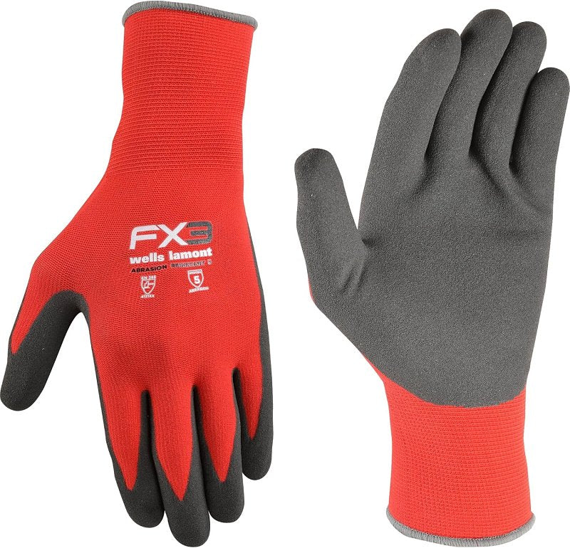 Wells Lamont FX3 Series 448-M Work Gloves, Breathable, Men's, M, Elastic Knit Wrist Cuff, Black/Gray