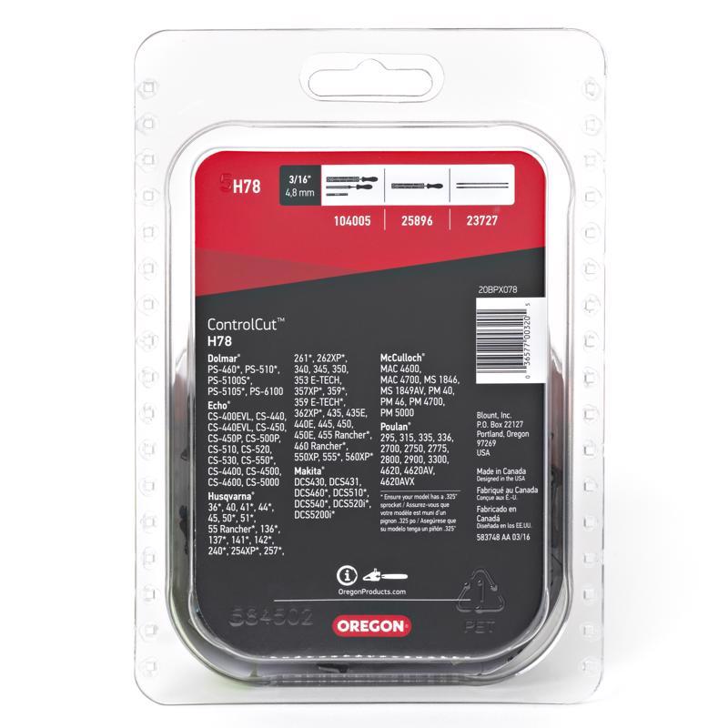 Oregon ControlCut H78 20 in. Chainsaw Chain 78 links