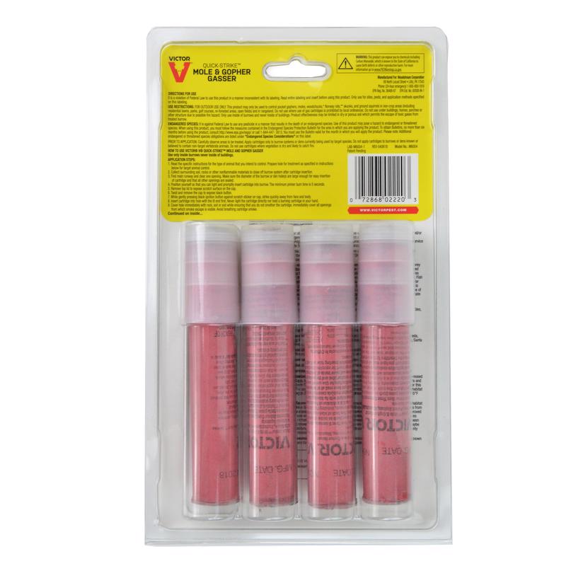 Victor Quick Strike Toxic Gasser Fog For Gophers and Moles 4 pk, Pack of 8